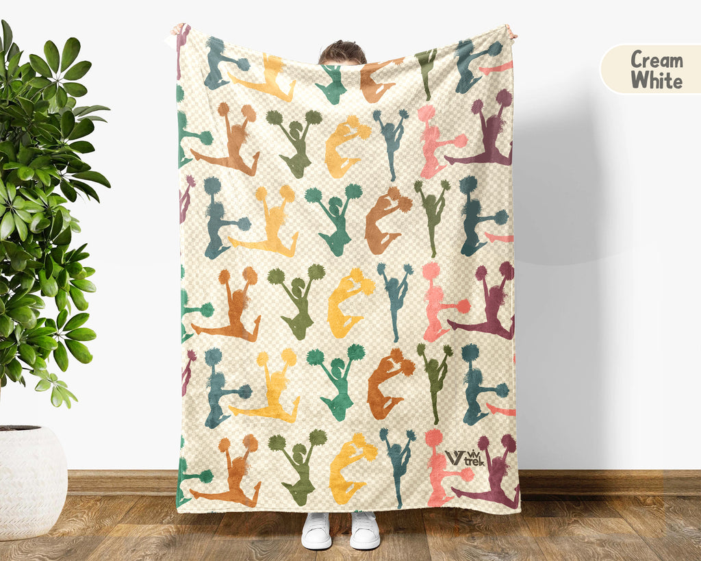 Retro Cheerleading Blanket Cozy Cheerleader Throw Sporty Fleece Blanket Cheer Fan Gift Home Decor Idea for Game Day Couch Bedroom