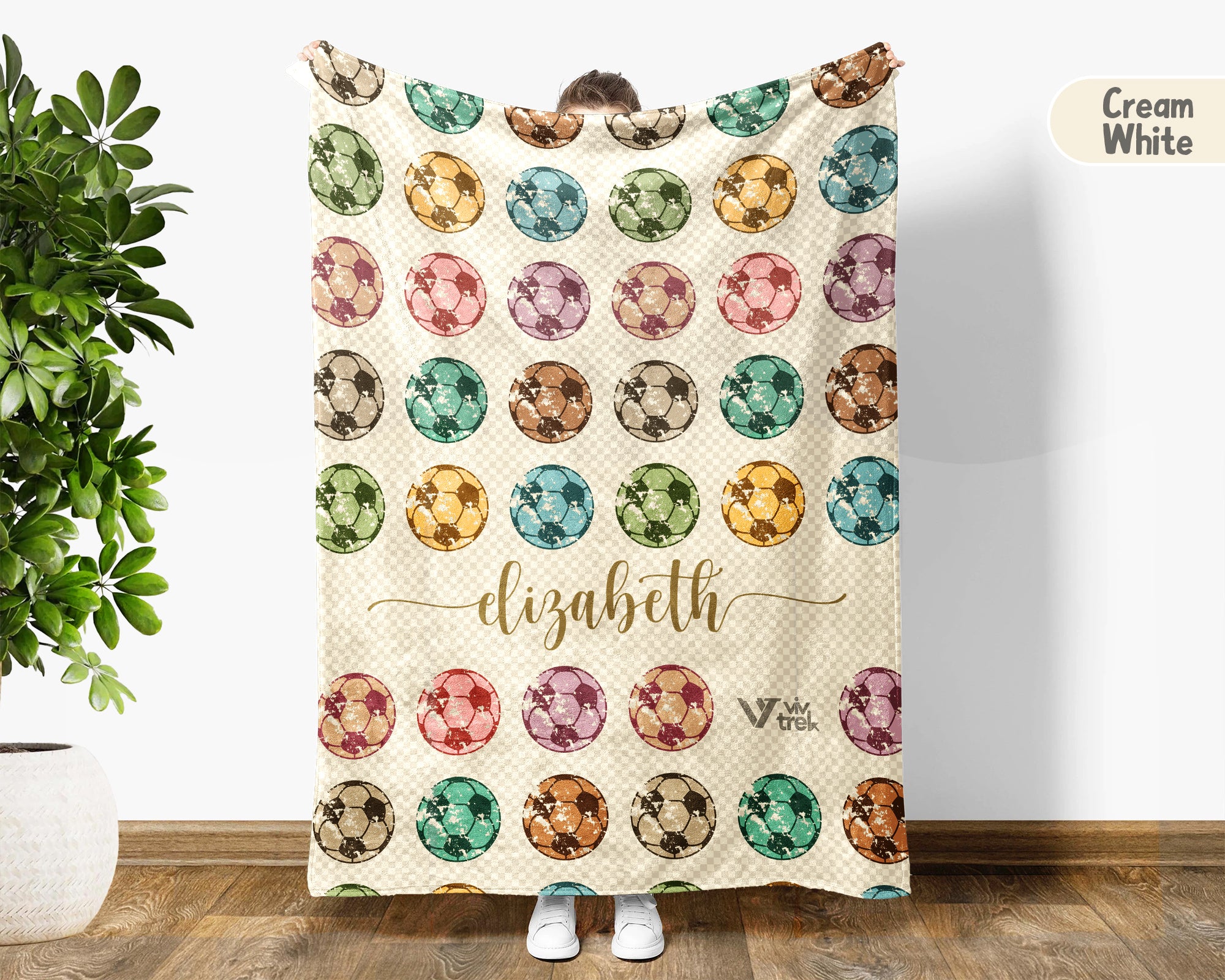 Custom Name Soccer Lover Blanket Vintage Football Throw Cozy Personalized Gift Soft Sports Decor for Home Fans
