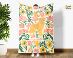 Floral Personalized Golden Retriever Blanket with Custom Name, Cozy Wildflower Throw for Kids Teens Adults, Dog Lover Birthday Gift