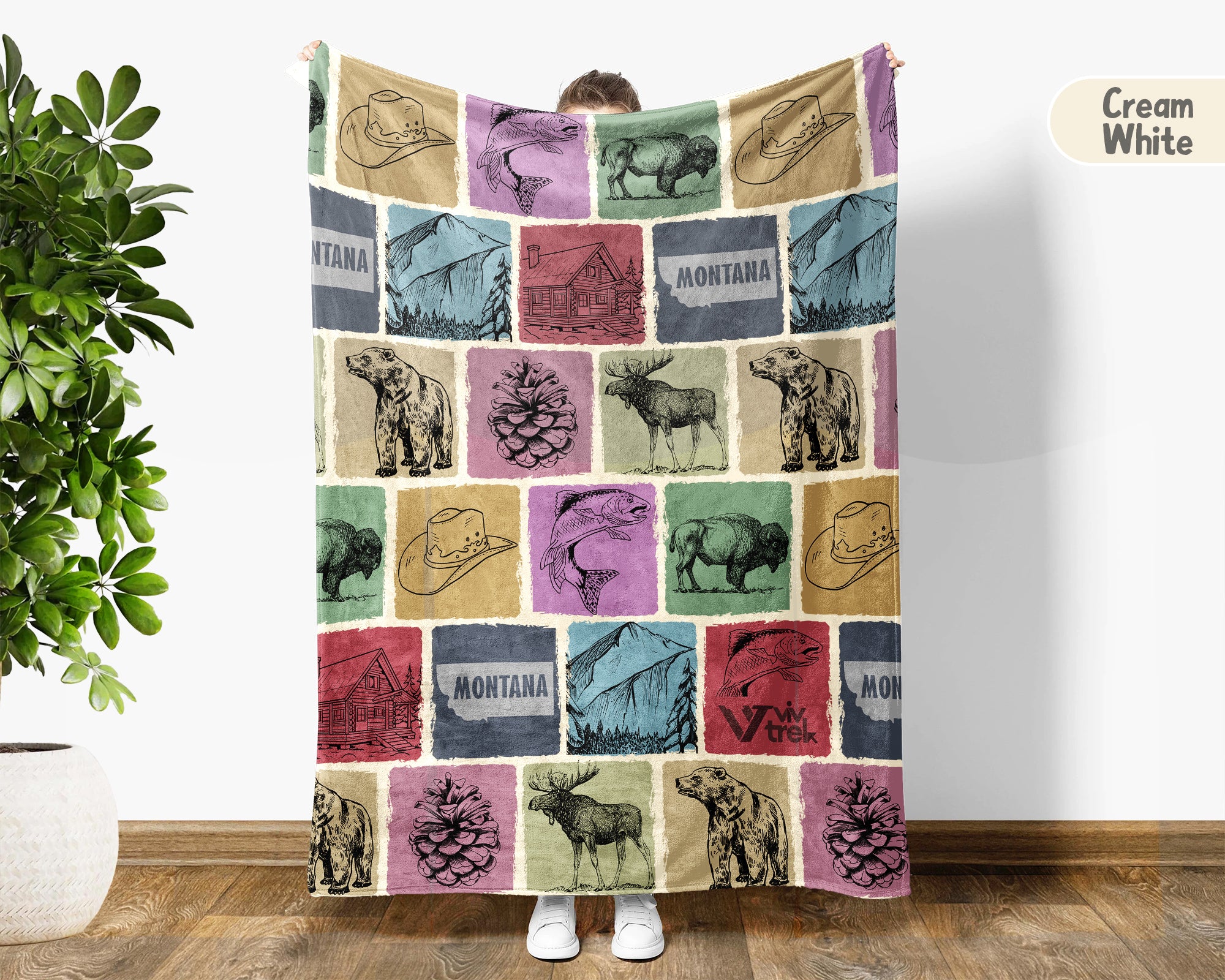 Retro Montana State Blanket, Patriotic 4th of July Cozy Throw, Vintage MT Lover Fleece, American Patriot Big Sky Home Gift