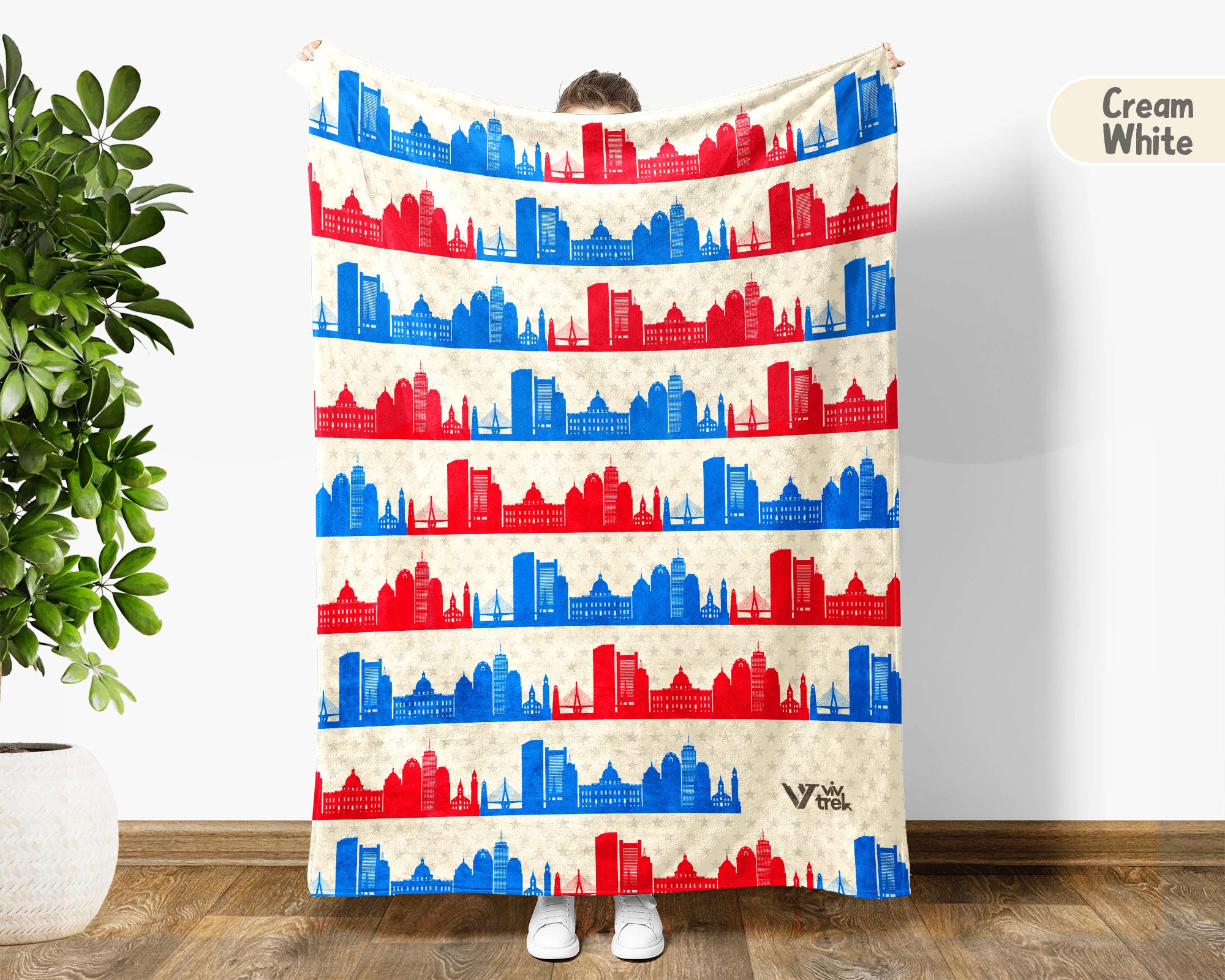Retro Boston City Map Blanket Throw, Cozy New England Decor, Historic Cityscape Design, Massachusetts Pride Gift Blanket