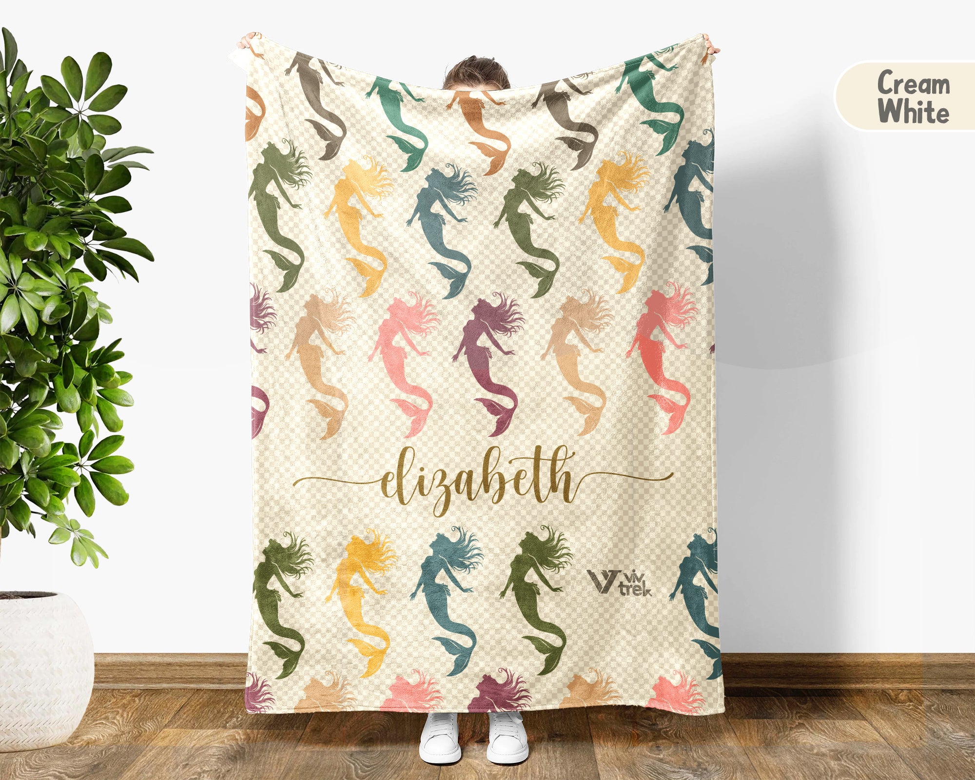 Personalized Mermaid Blanket with Custom Name Cozy Fantasy Ocean Throw for Kids Girls Cute Gift Magical Bedroom Decor