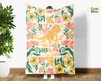Floral Custom Name Bearded Dragon Blanket, Cozy Floral Lizard Throw for Kids Teens Adults, Cute Reptile Lover Gift