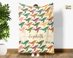 Personalized Whale Blanket Custom Name Ocean Lover Throw Retro Sea Life Decor Cozy Nautical Gift Unique Home Accent Idea