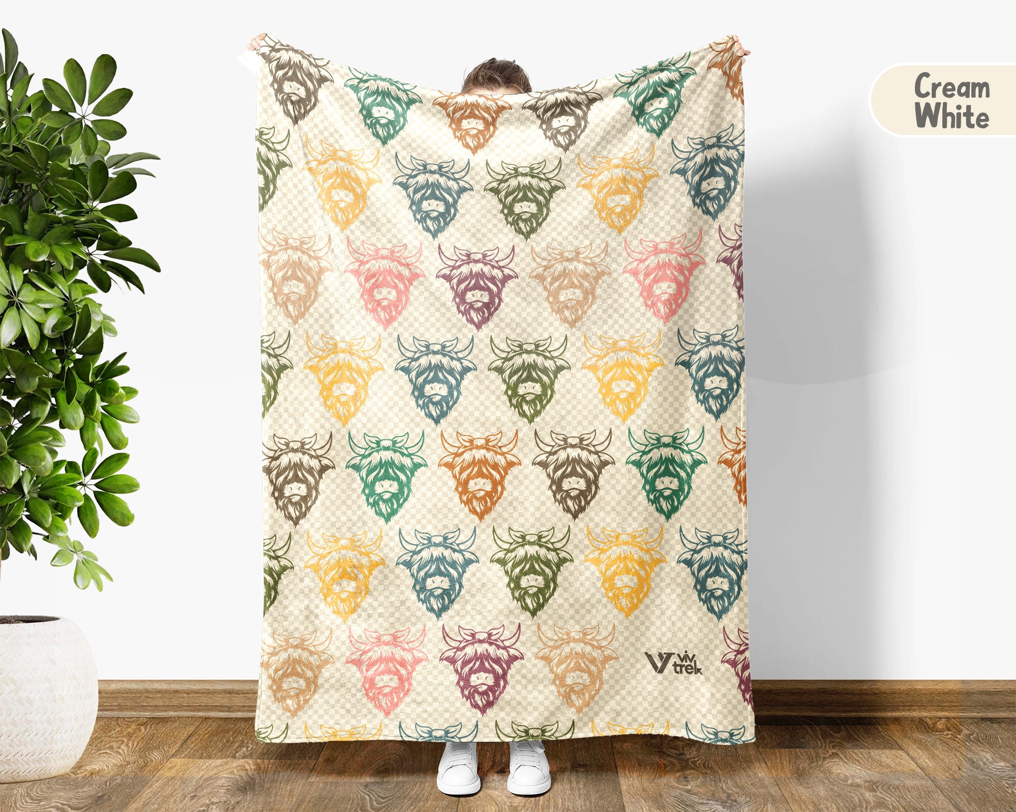 Retro Highland Cow Blanket Cozy Farm Animal Throw Rustic Ranch Style Decor Soft Highland Cattle Gift Unique Home Accent