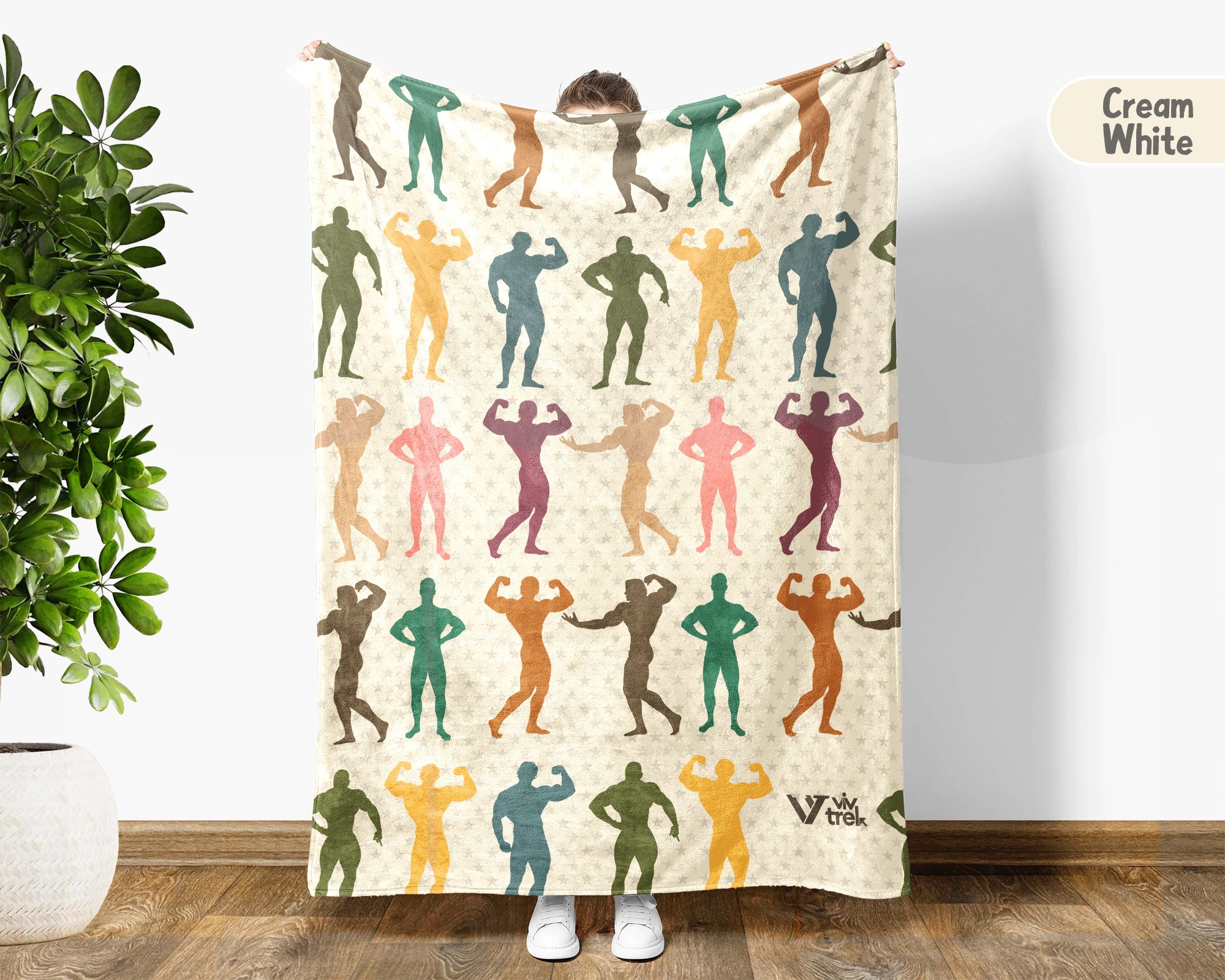 Retro Bodybuilding Blanket, Gym Lover Fitness Throw Gift