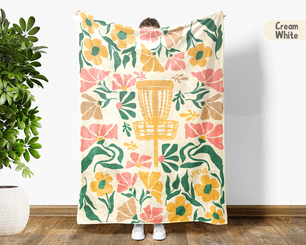 Floral Disc Golf Blanket – Cozy Throw for Disc Golf Fans