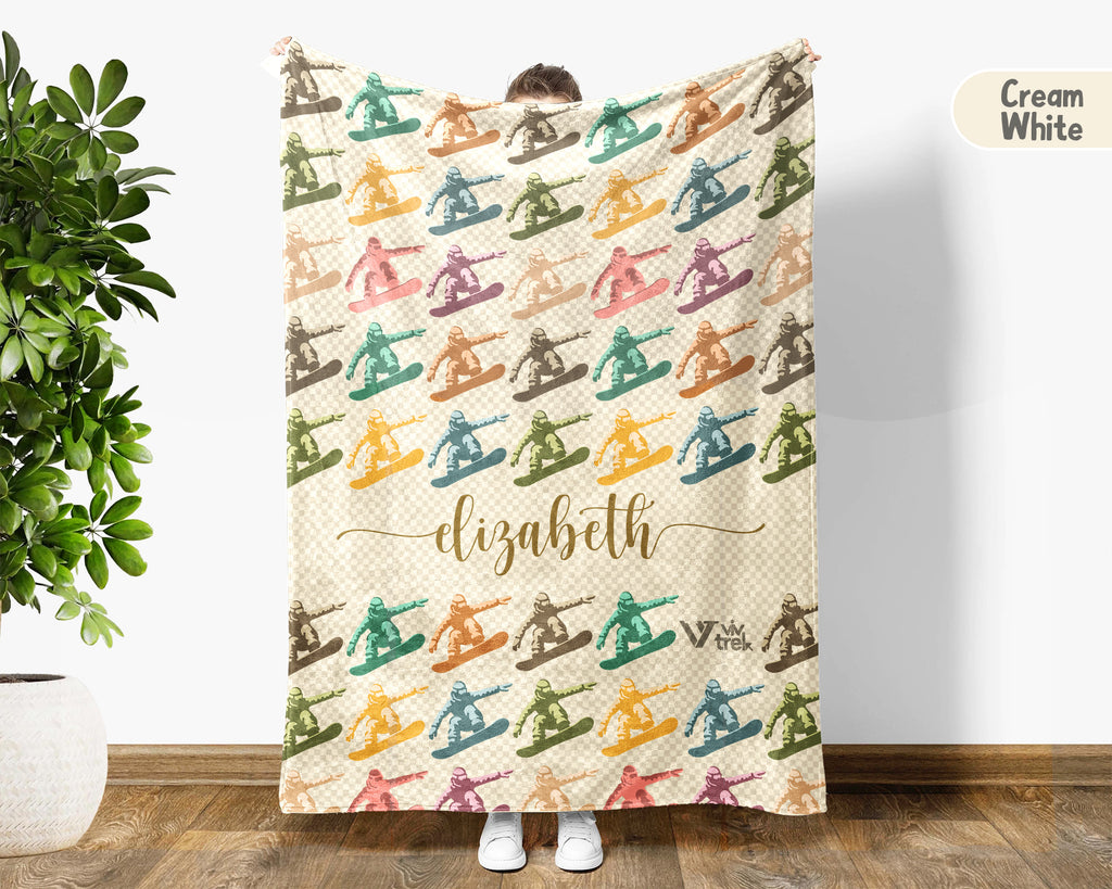 Personalized Snowboarding Blanket – Custom Name Cozy Winter Sports Throw