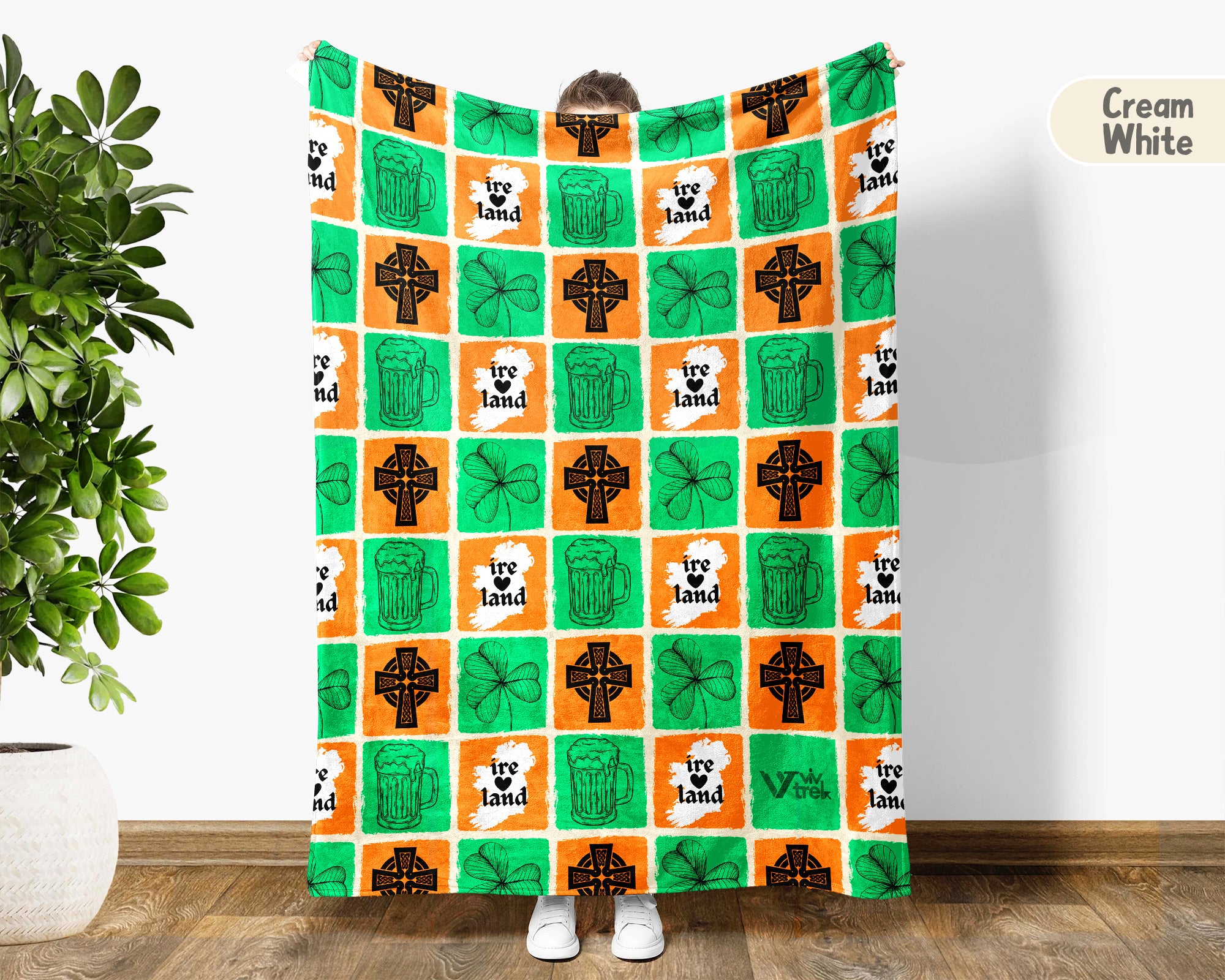 Ireland Heritage Blanket Throw with Celtic Knot Design, Cozy Shamrock Decor, St Patricks Day Irish Gift Blanket