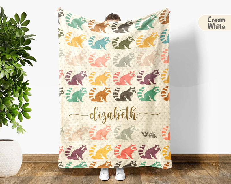 Custom Name Raccoon Lover Blanket Funny Animal Throw Cozy Personalized Gift Soft Wildlife Decor for Home