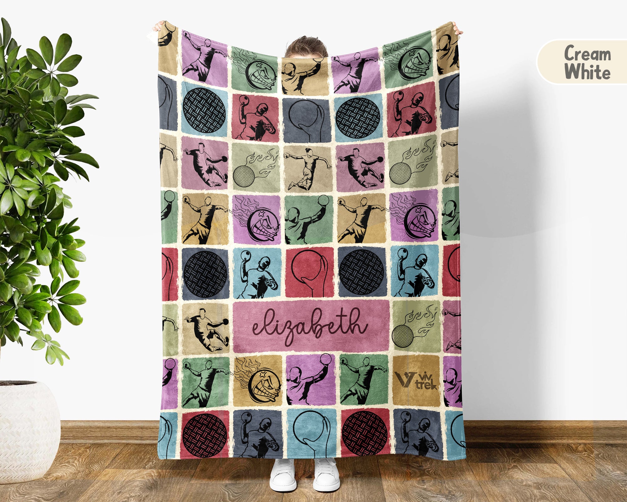 Custom Dodgeball Blanket Personalized Name Vintage Sports Throw Cozy Game Day Decor Funny Athletic Gift Unique Home Accent