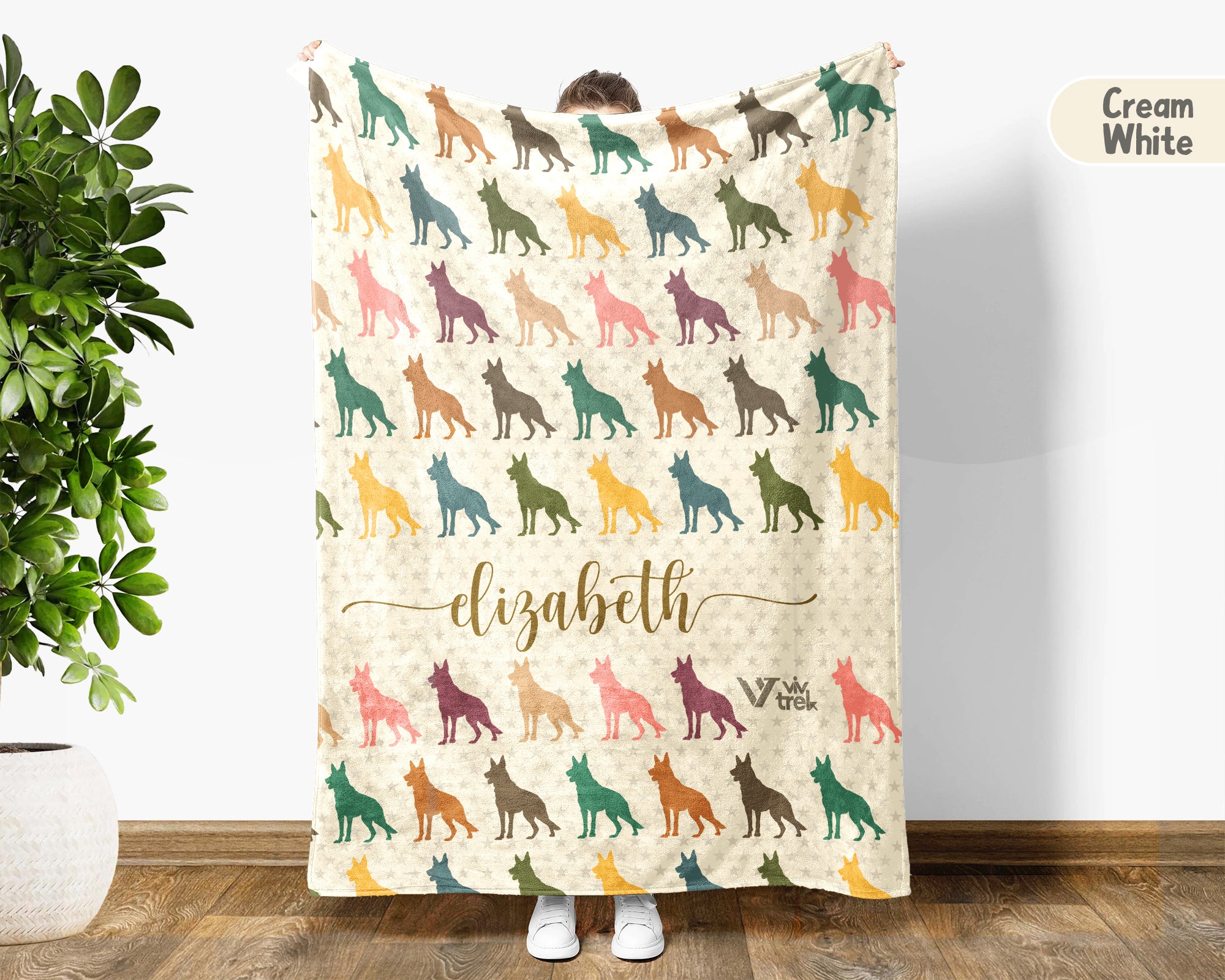 Personalized Dog Throw – Custom Name Cozy German Shepherd Name Blanket
