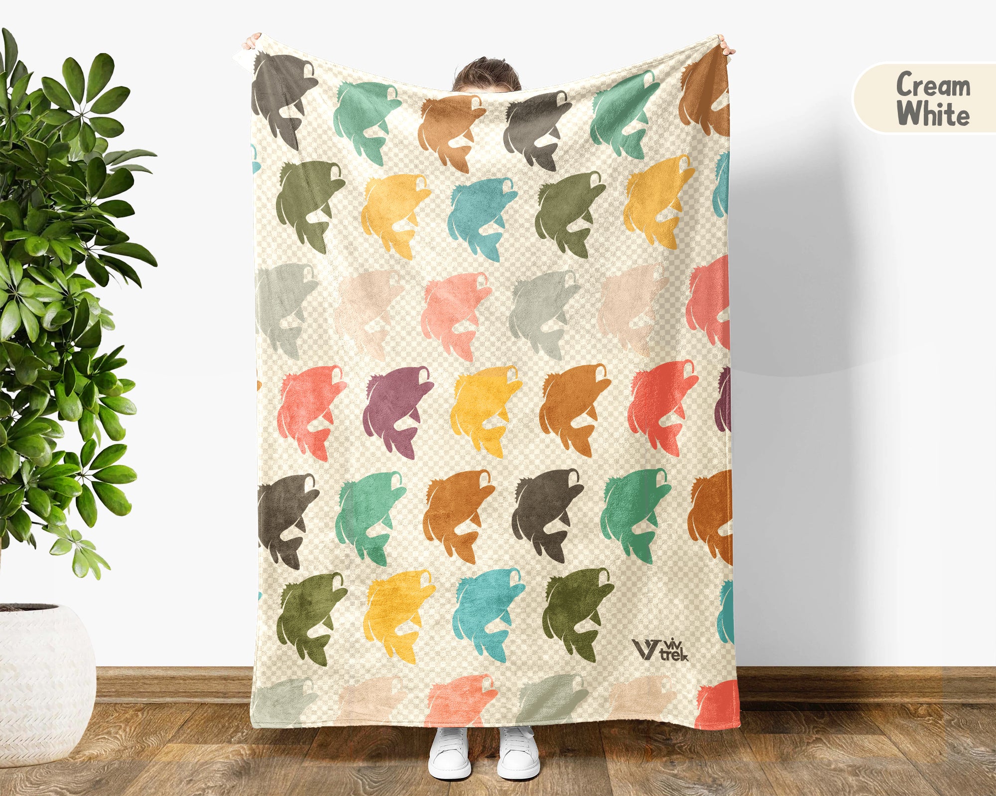 Retro Fishing Throw Cozy Angler Blanket Soft Outdoor Decor Unique Fisherman Gift for Cabin Adventure Lovers