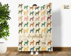 Personalized Weimaraner Dog Throw Custom Name Pet Lover Blanket Retro Silver Ghost Breed Design Unique Cozy Home Accent Gift