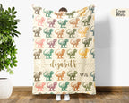 Personalized T-Rex Blanket Custom Name Dino Throw Retro Tyrannosaurus Decor Cozy Gift Unique Prehistoric Home Accent