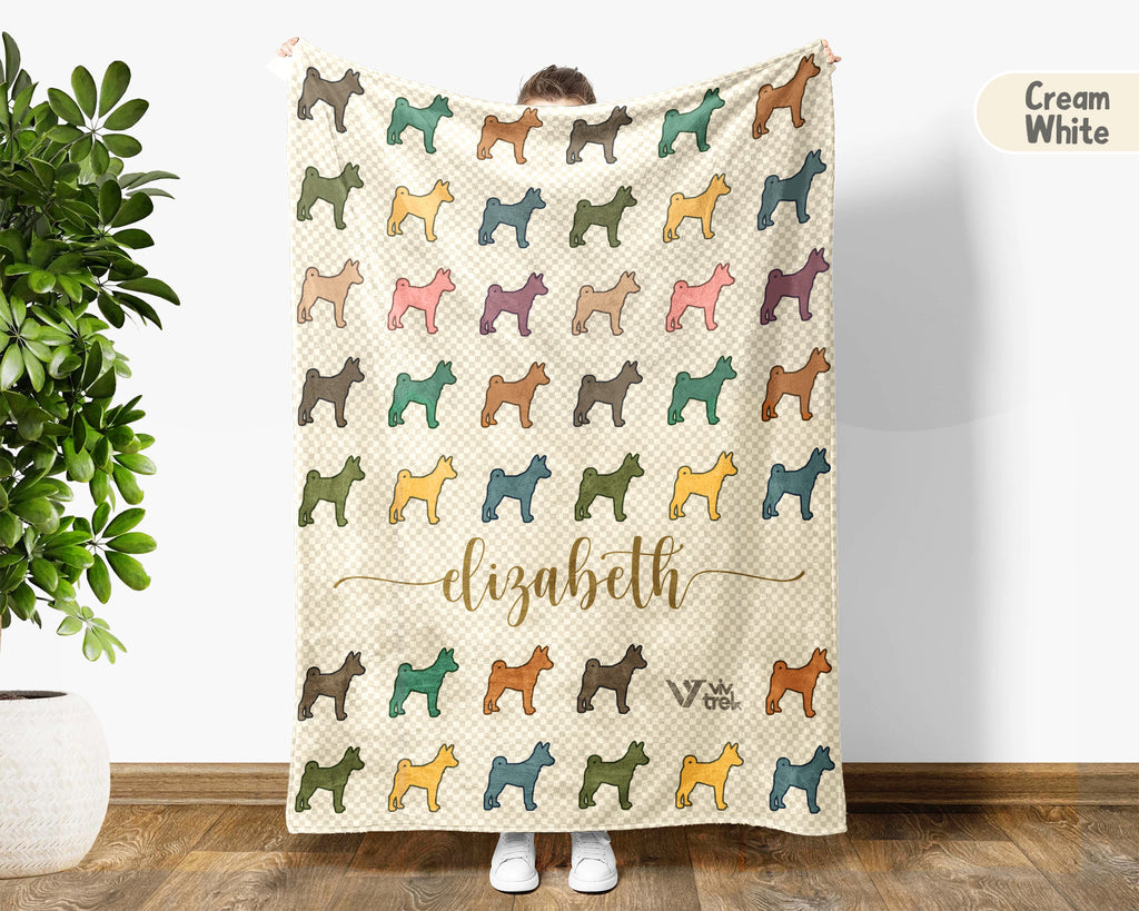 Personalized Basenji Dog Throw Custom Name Pet Lover Blanket Retro Breed Design Barkless Dog Gift Unique Cozy Home Accent