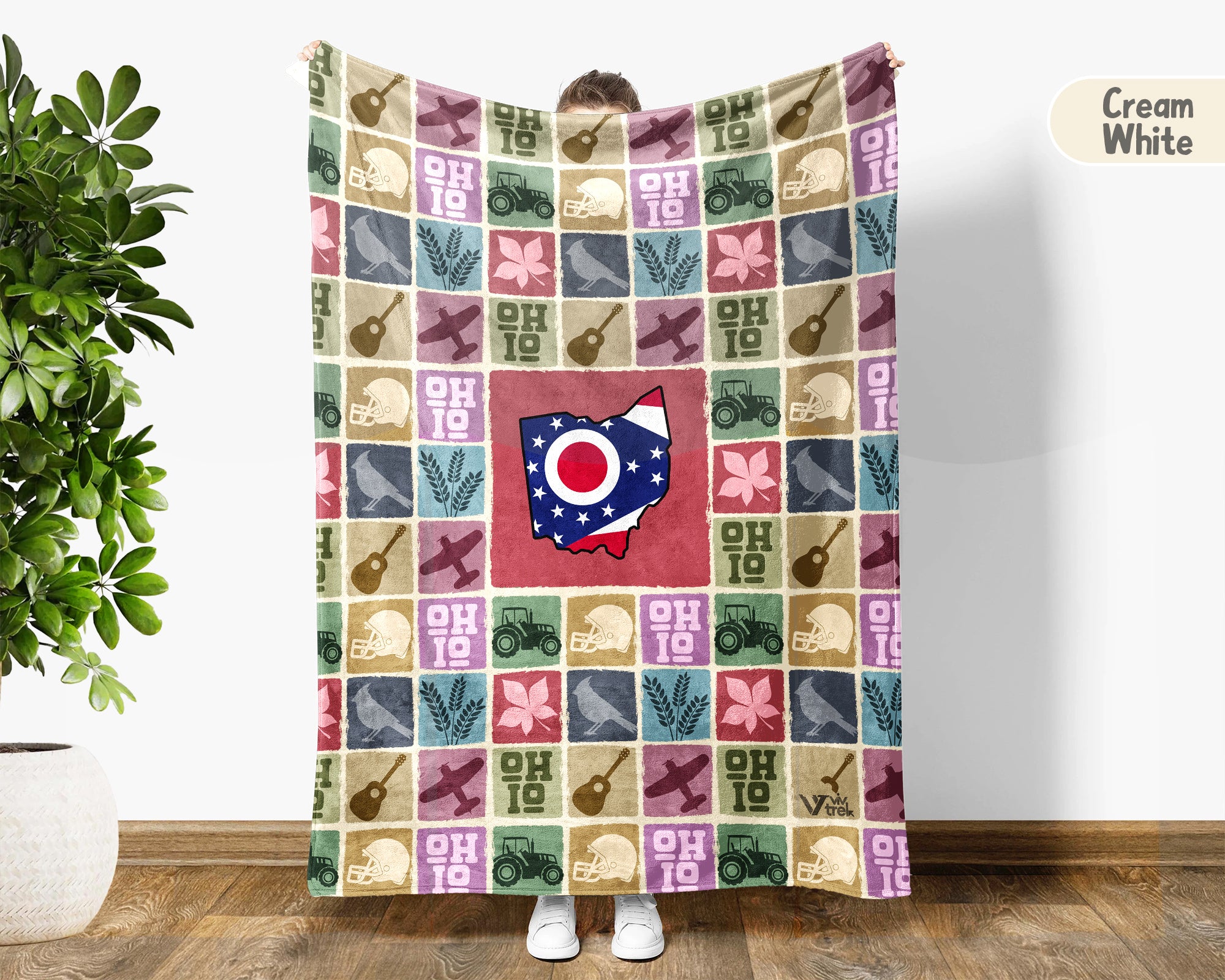 Retro Ohio Blanket, 4th of July Patriotic Throw, Vintage Ohio Lover Fleece, Cozy Buckeye State Home Decor, American Pride Gift