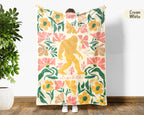 Custom Name Floral Bigfoot Blanket, Cozy Sasquatch Throw Gift for Fans