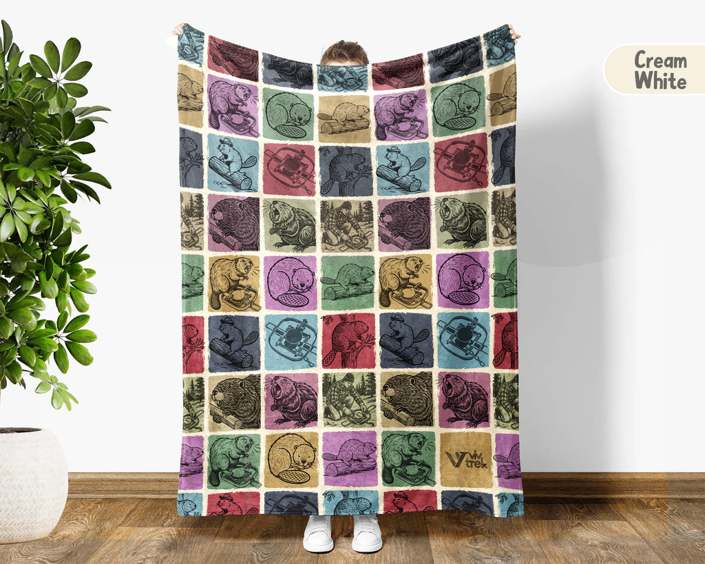 Vintage Beaver Blanket – Cozy Woodland Animal Lover Throw Gift
