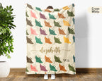 Custom Name Stingray Blanket, Cozy Retro Ocean Throw for Sea Life Lovers