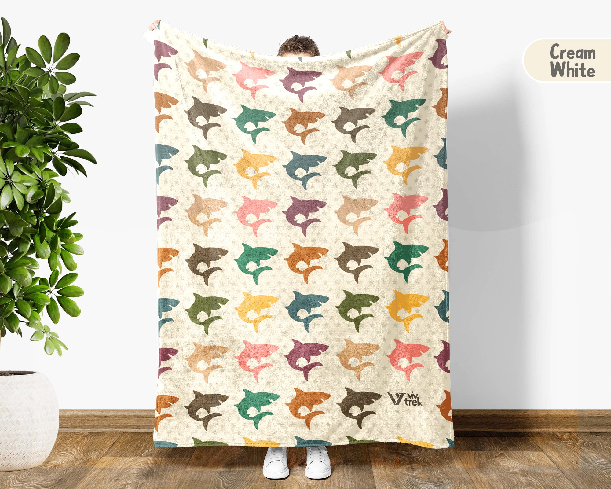 Retro Shark Blanket – Cozy Ocean Throw for Shark Lovers