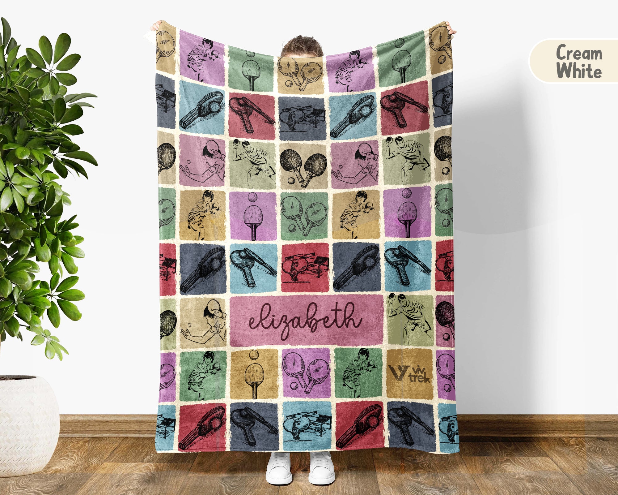 Personalized Table Tennis Blanket Cozy Custom Name Throw Soft Ping Pong Sports Decor Unique Gift for Fans