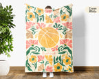 Personalized Name Floral Basketball Blanket, Cozy Hoop Lover Throw Gift