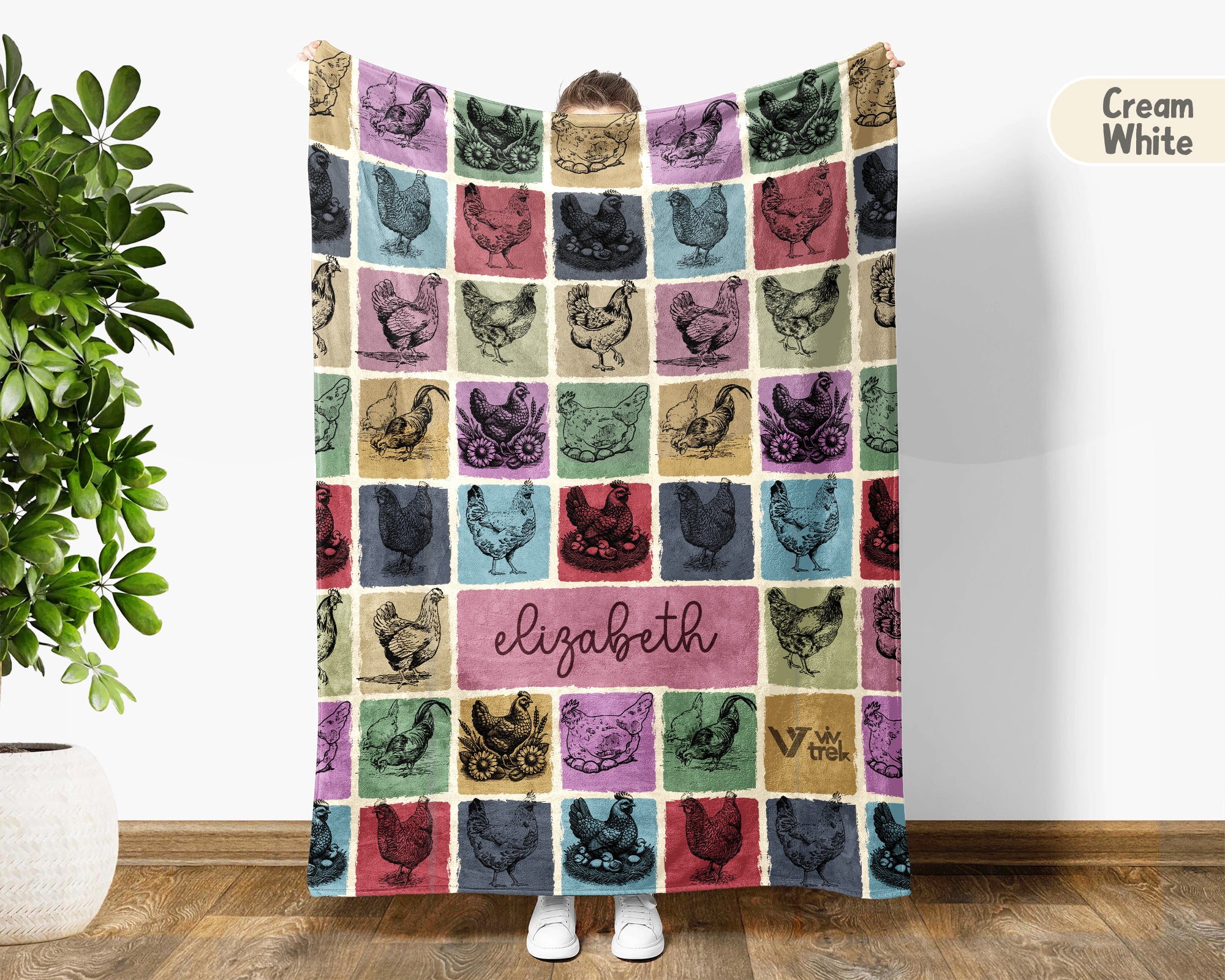 Custom Name Chicken Blanket – Personalized Farm Animal Throw