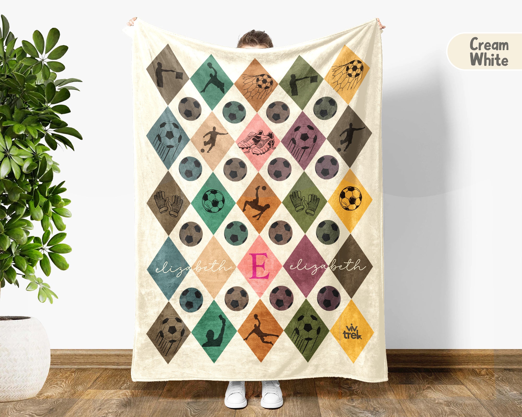 Custom Soccer Blanket, Retro Personalized Name Soccer Throw for Boys and Girls, Unique Soccer Lover Gift, Cozy Sports Blanket
