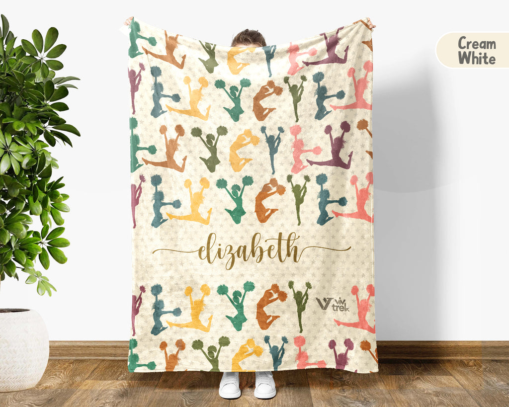 Personalized Cheer Blanket Custom Name Sport Throw Cozy Cheerleader Gift Team Spirit Decor Unique Athletic Home Accent