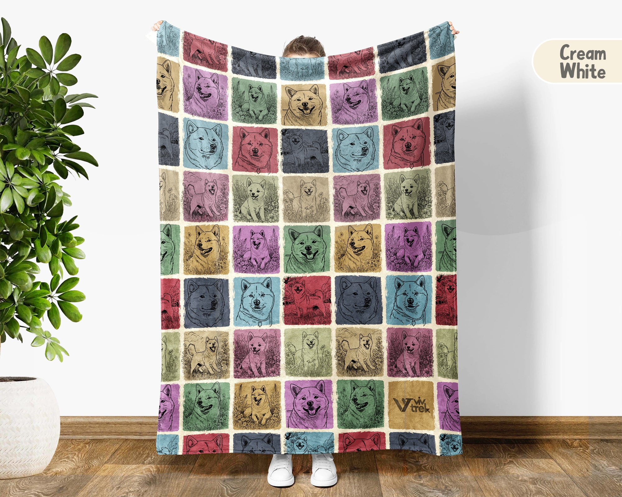 Vintage Shiba Inu Dog Blanket Cozy Shiba Inu Puppy Throw Cute Pet Blanket Unique Dog Breed Home Decor Gift Idea