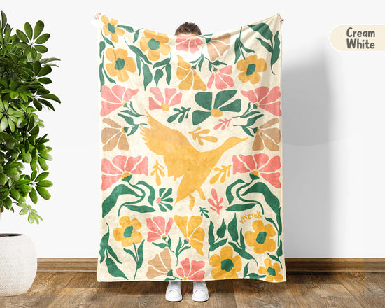 Floral Birdwatcher Blanket – Cozy Nature Lover Throw Gift