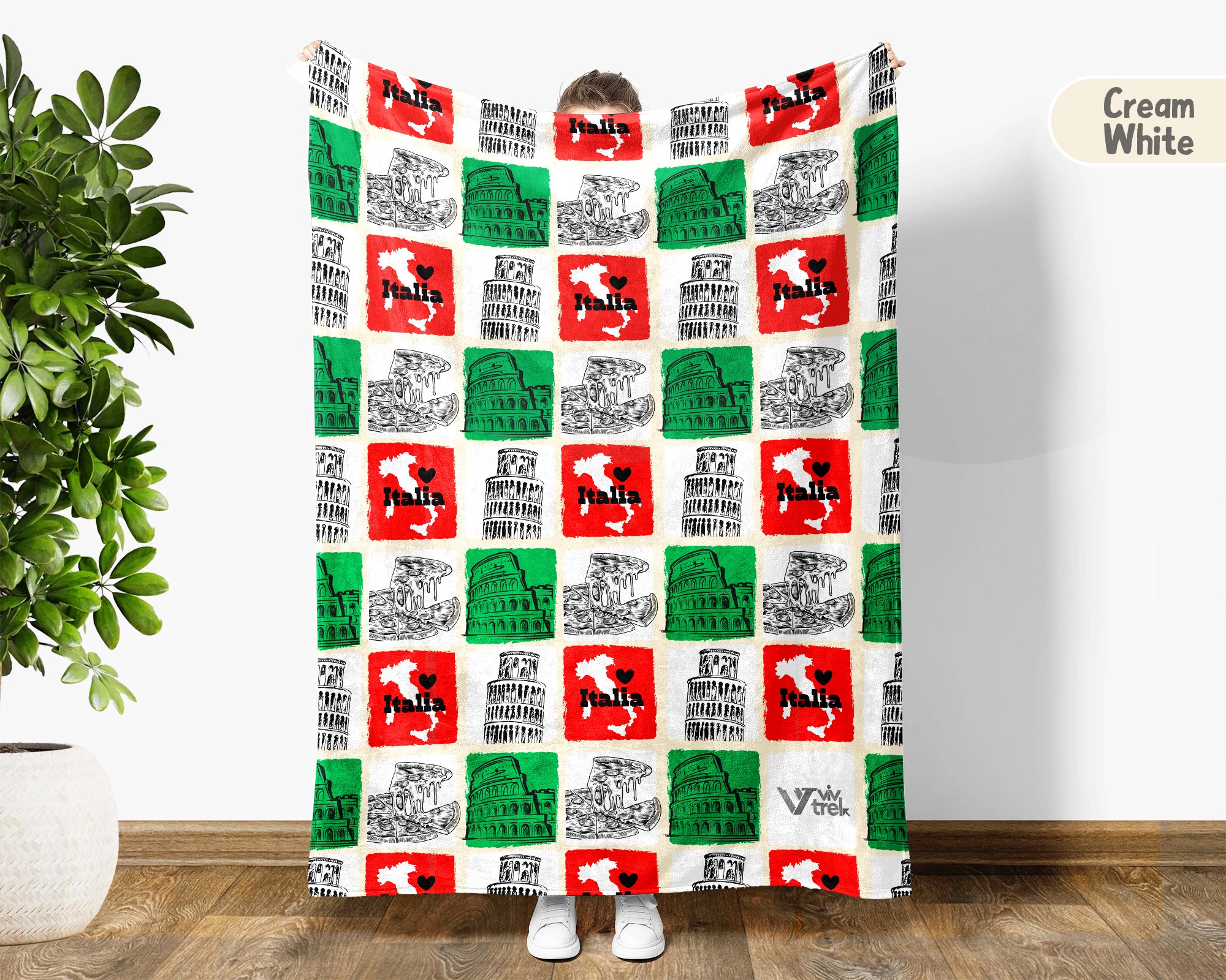 Italy Heritage Blanket Throw with Italia Flag Design, Cozy Rome Venice Inspired Decor, Mediterranean Travel Lover Gift Blanket