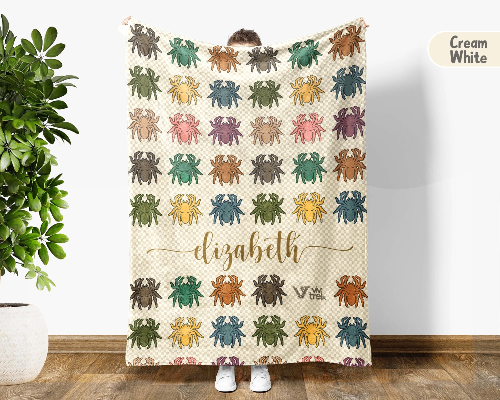 Personalized Tarantula Throw Custom Name Spider Lover Blanket Retro Arachnid Design Exotic Pet Owner Gift Home Accent Decor