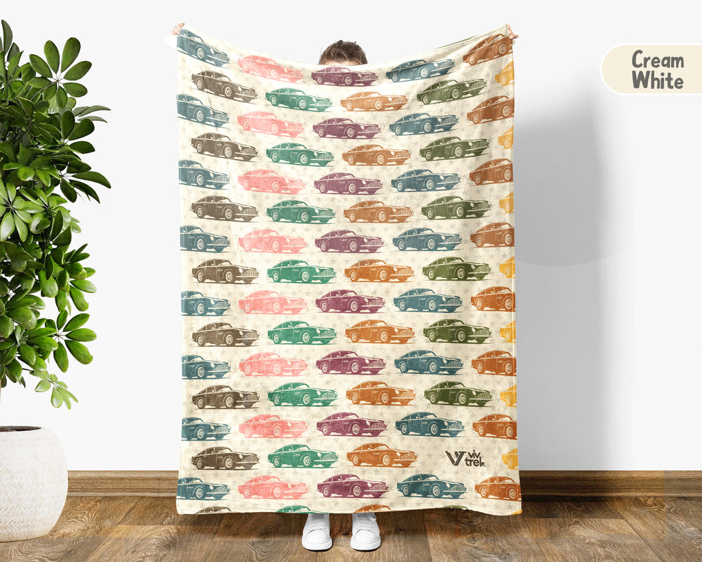 Retro Classic Car Throw Cozy Automotive Blanket Soft Garage Decor Unique Mechanic Gift for Vehicle Enthusiasts