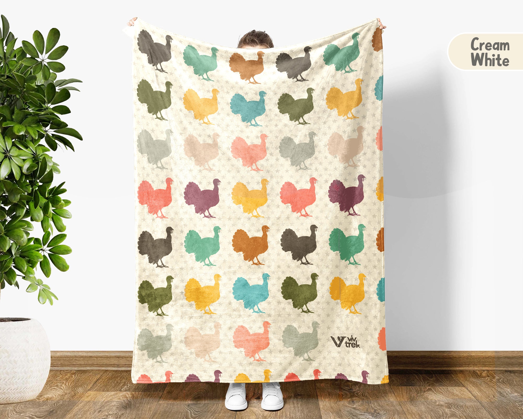 Retro Turkey Blanket for Fall Decor, Cozy Thanksgiving Throw Gift with Rustic Harvest Seasonal Style
