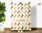 Custom Name Horse Throw Blanket – Personalized Gift for Horse Lovers