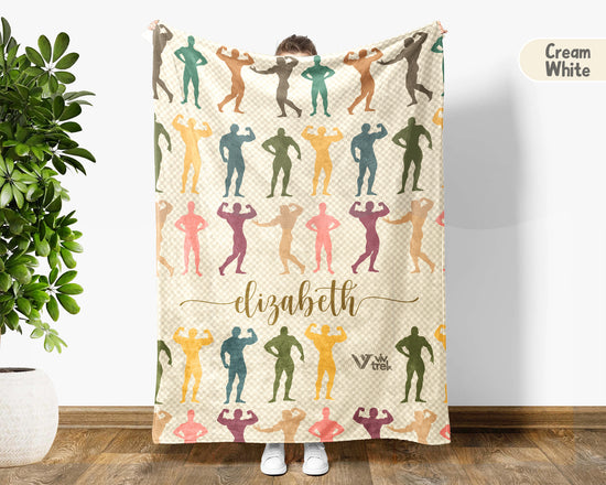 Custom Name Fitness Blanket Bodybuilding Throw Gift, Cozy Gym Lover Blanket for Athletes, Sporty Home Decor Accent