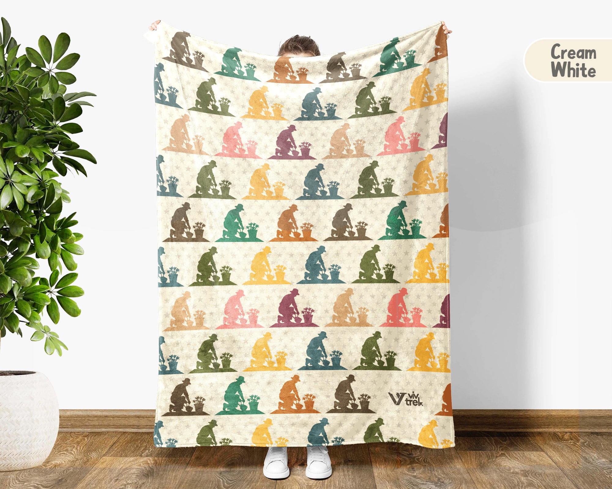 Retro Gardening Throw Cozy Botanical Blanket Soft Nature Decor Unique Gardener Gift for Plant Lovers Home