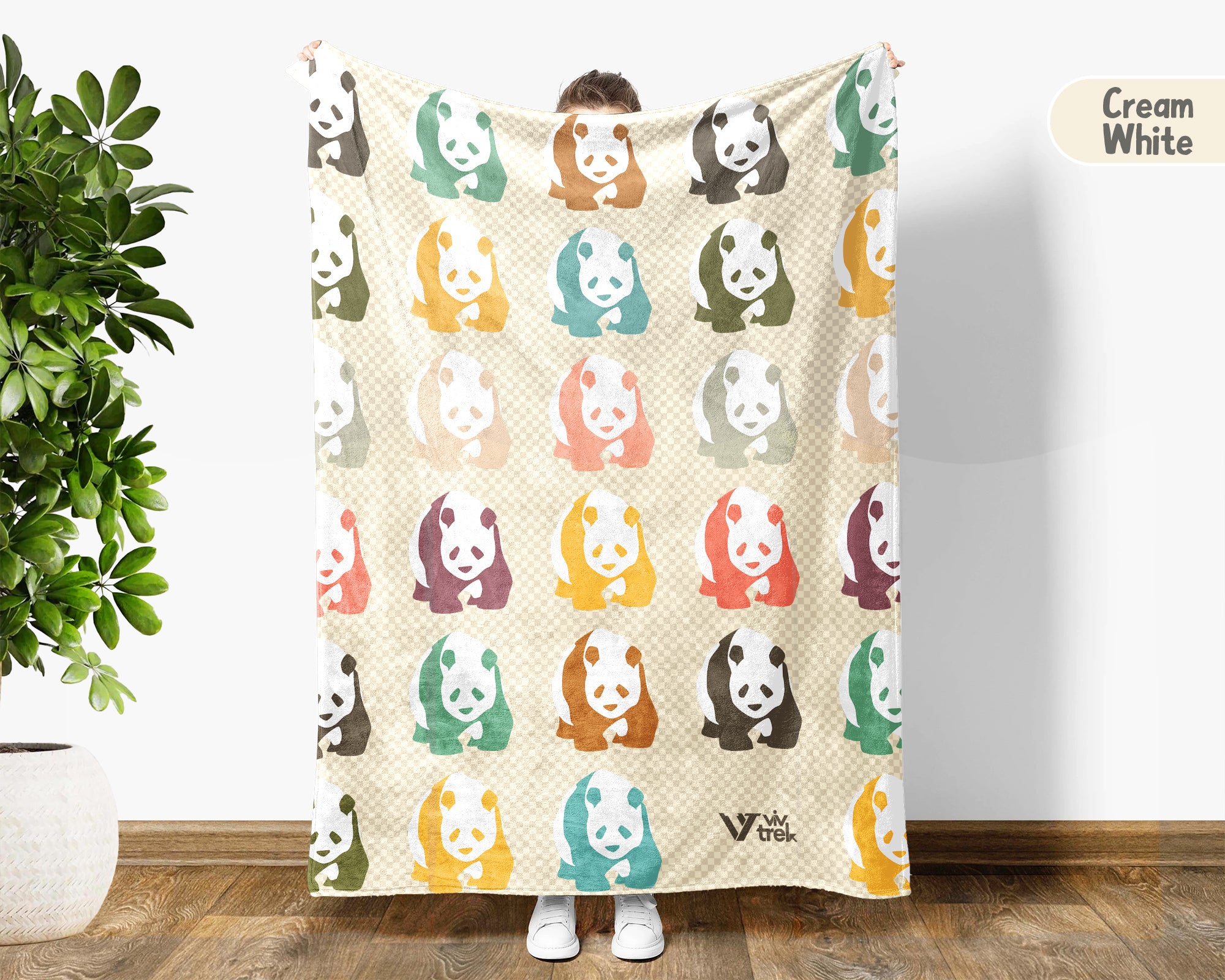 Retro Panda Blanket for Cute Animal Lovers, Cozy Wildlife Throw Gift with Panda Inspired Decorative Style