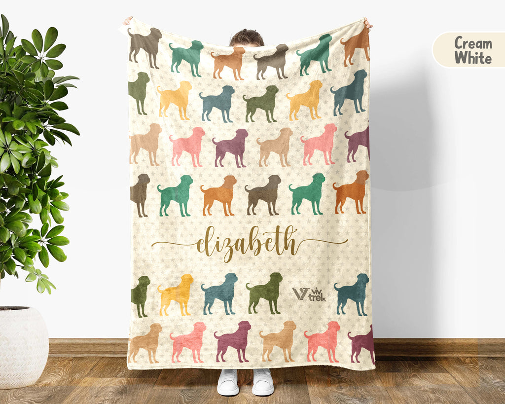 Custom Name Rottweiler Blanket, Cozy Vintage Puppy Throw for Dog Lovers