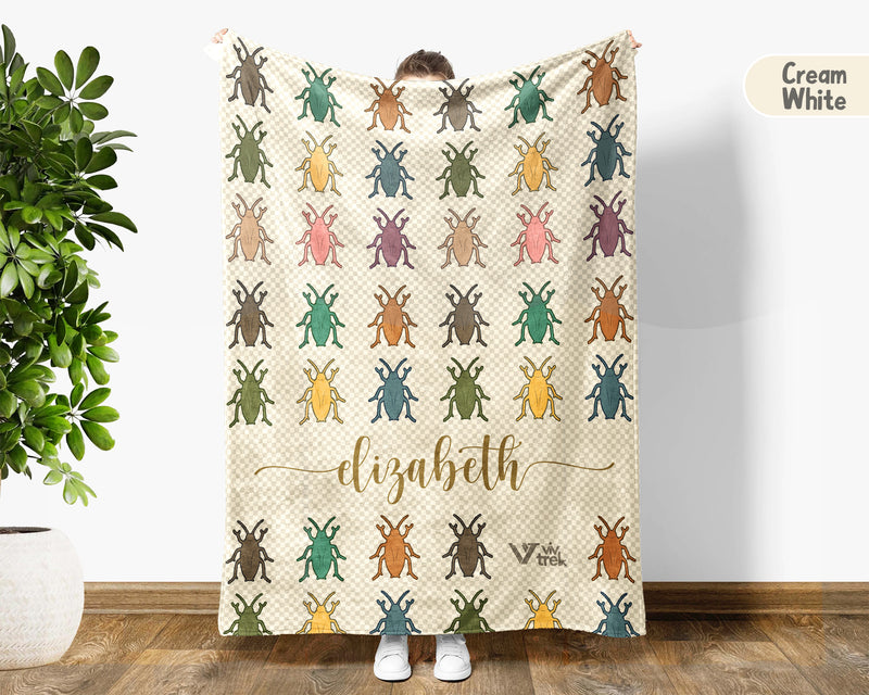 Personalized Cockroach Throw Custom Name Bug Lover Blanket Retro Roach Design Science Nature Entomologist Gift Home Accent Decor