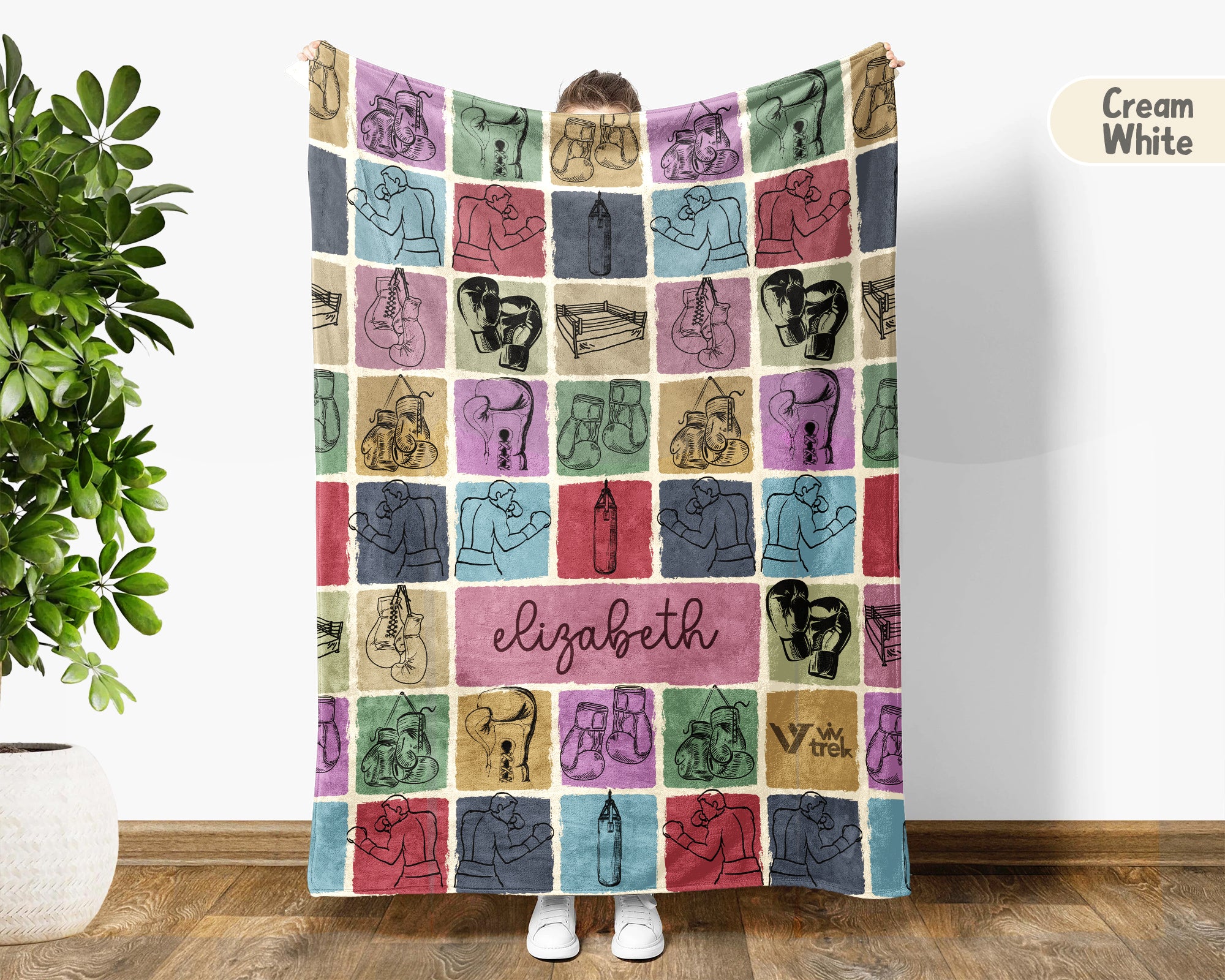 Personalized Boxing Blanket Cozy Custom Name Throw Soft Sports Decor Unique Boxing Lover Gift for Fans and Athletes