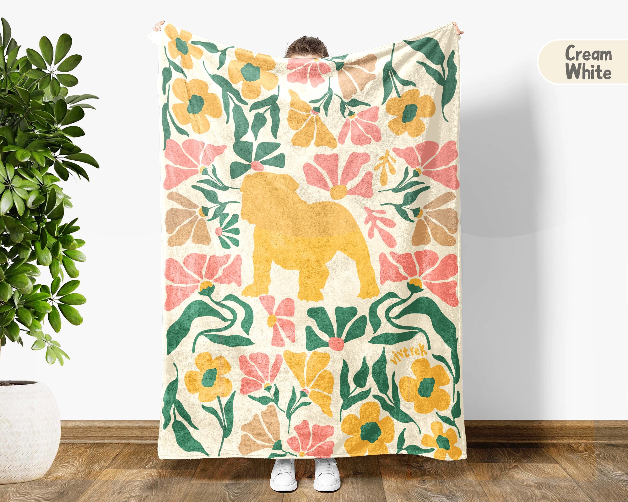 English Bulldog Blanket – Cozy Wildflower Dog Lover Throw