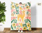 Personalized Llama Alpaca Floral Blanket, Custom Name Cute Animal Throw, Cozy Funny Farm Animal Gift for Animal Lovers