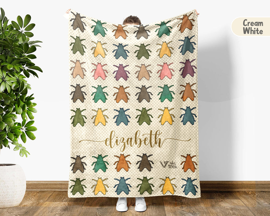 Personalized Fly Insect Throw Custom Name Bug Lover Blanket Retro House Fly Design Science Nature Entomologist Gift Home Accent