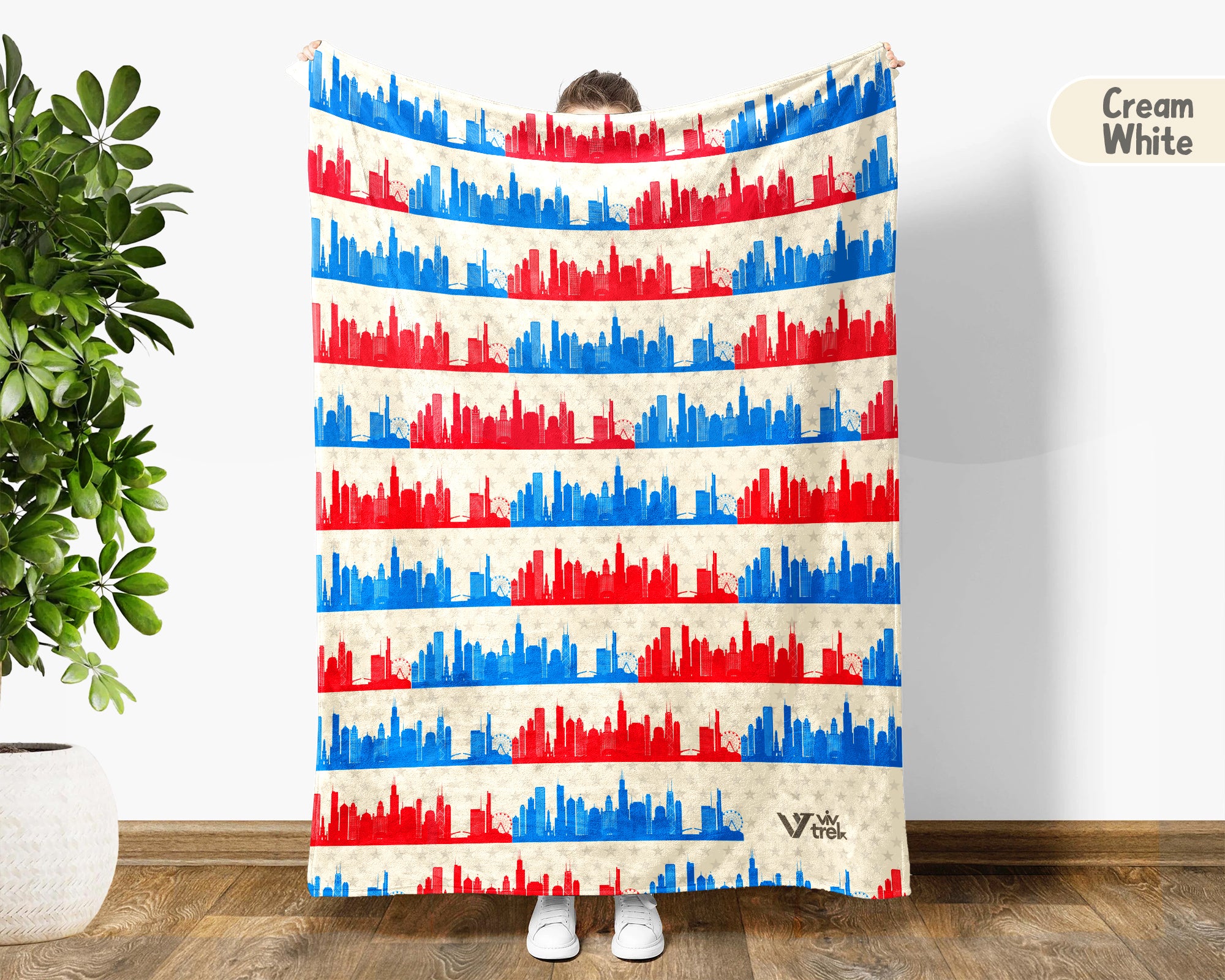 Retro Chicago City Map Blanket Throw, Cozy Windy City Decor, Skyline Design, Illinois Pride Gift, Urban Sofa Throw Blanket