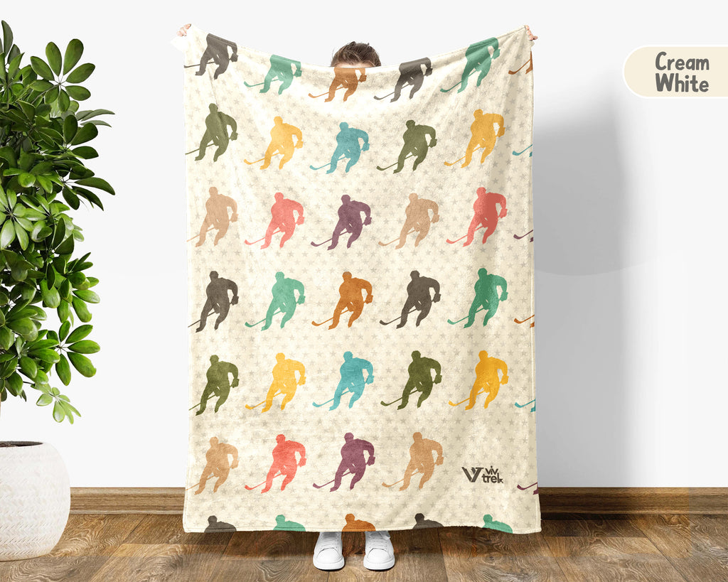 Retro Ice Hockey Player Blanket Cozy Sports Throw for Hockey Lovers Soft Graphic Decor Unique Winter Game Gift for Home