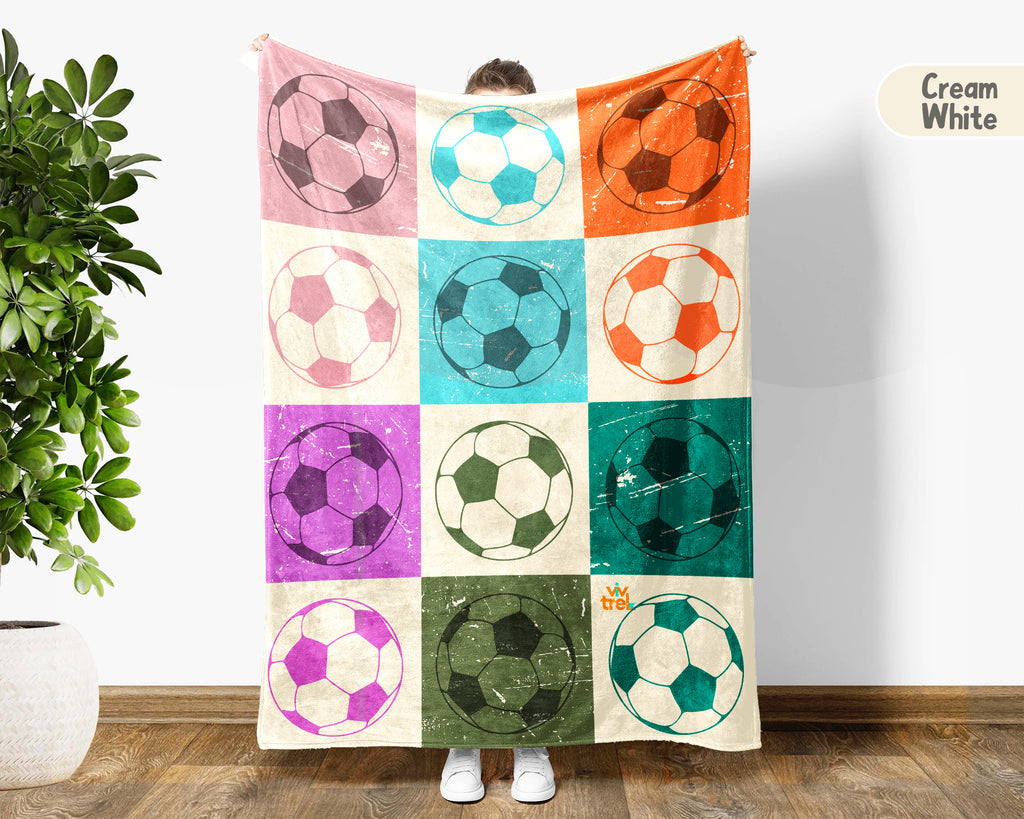 Cozy Soccer Lover Blanket Gift, Soccer Throw for Players, Unique Football Fan Decor, Cool Sports Graphic Blanket, Soccer Room Accent