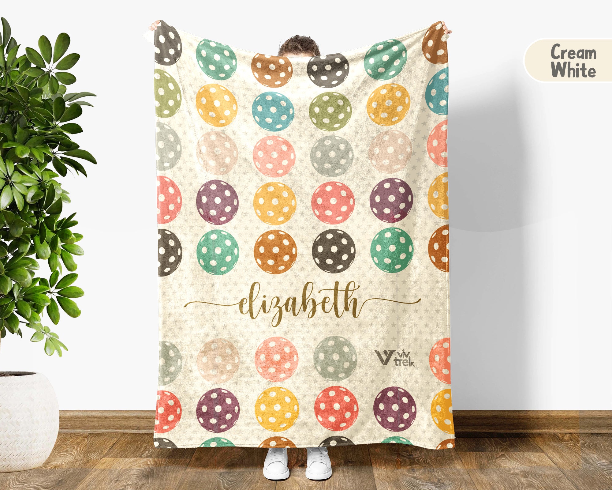 Custom Name Retro Pickleball Blanket, Personalized Sports Throw for Athlete Fans Game Room Decor and Cozy Gifts